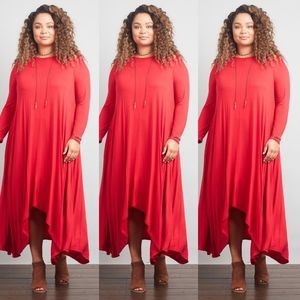 Red Handkerchief Hemline Dress
